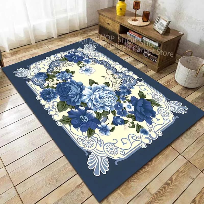 1PC Vintage Flower Carpet for Living Room Bedroom Sofa Home Decoration Non-slip Floor Mat Modern Carpet Fast Shipping
