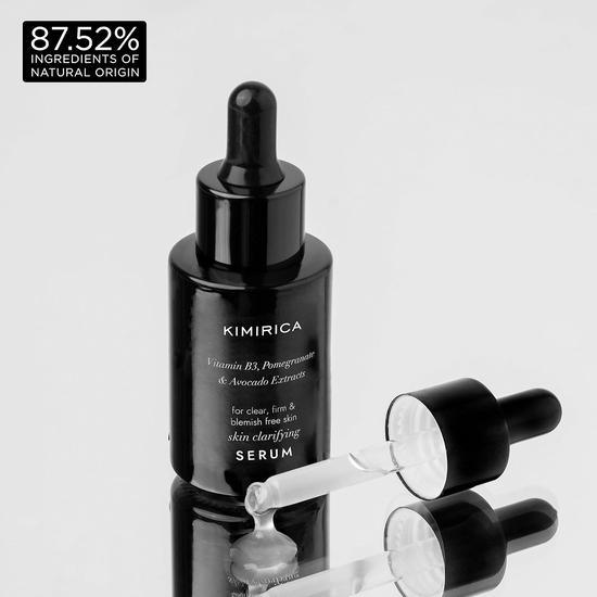 Kimirica Skin Clarifying Face Serum with Niacinamide& Pomegranate for Clear, Firm |Oil Control for Men & Women | 100% Vegan, Silicone | 30ml