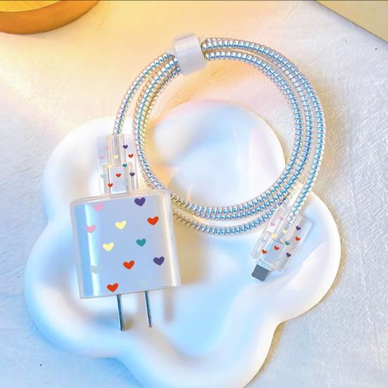 Love Pattern Charging Cable Protector for Apple 18/20W Charger Transparent