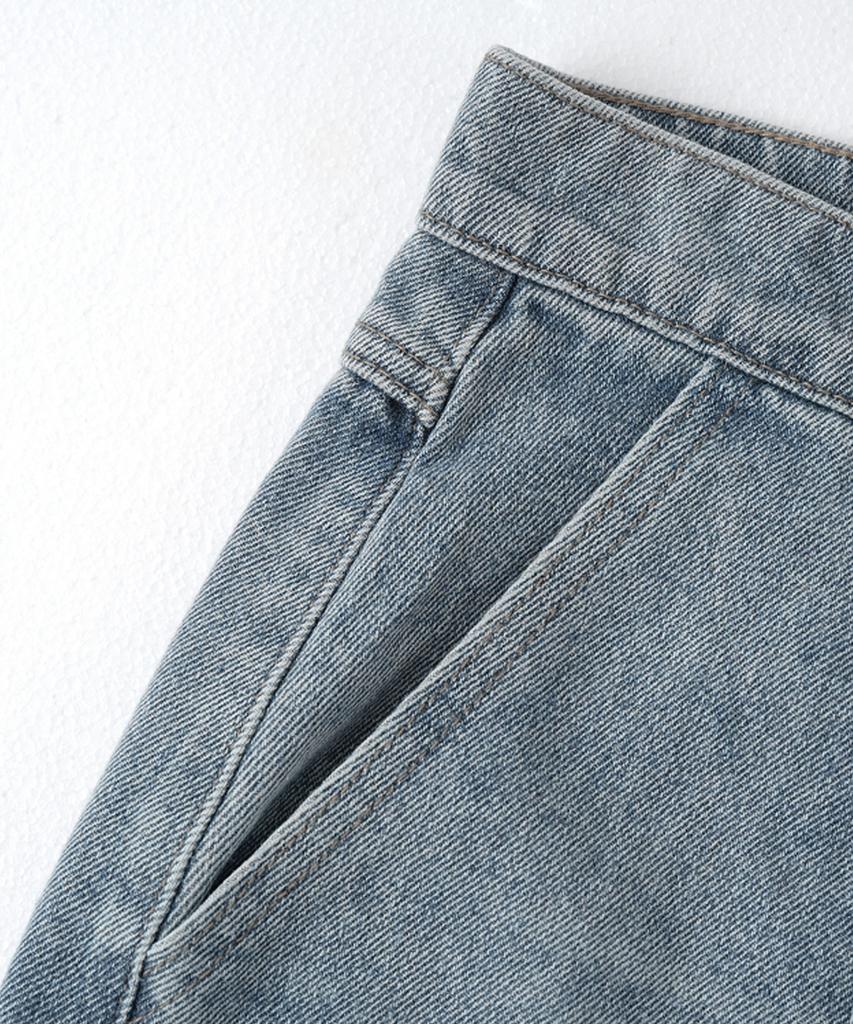 Descheuis Everyday Single-Pleat Carpenter Bermuda Denim Pants Vintage Blue (Type A)