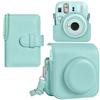 HIYQIN Fuji Mini Case Album PU Compatible with Instax Mini with Photo Keychain and Adjustable Strap Green 13/12 & Set, Leather, 13/12, Pocket, Album,
