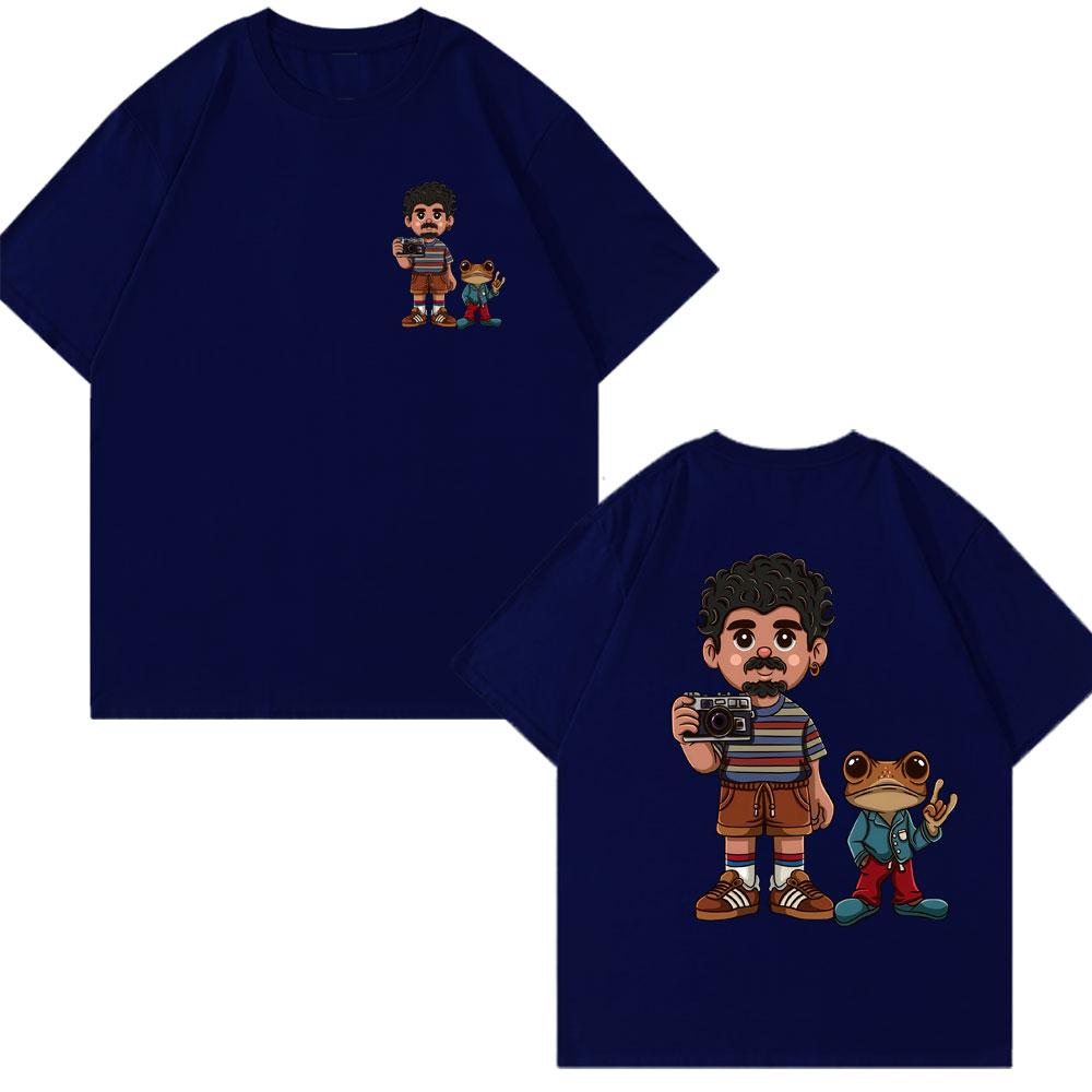 Rapper Bad Bunny Debi Tirar Mas Fotos DTMF Washed T Shirts Cartoon Frog Classic Hip Hop Tshirt Unisex Women Cotton Oversized Tees