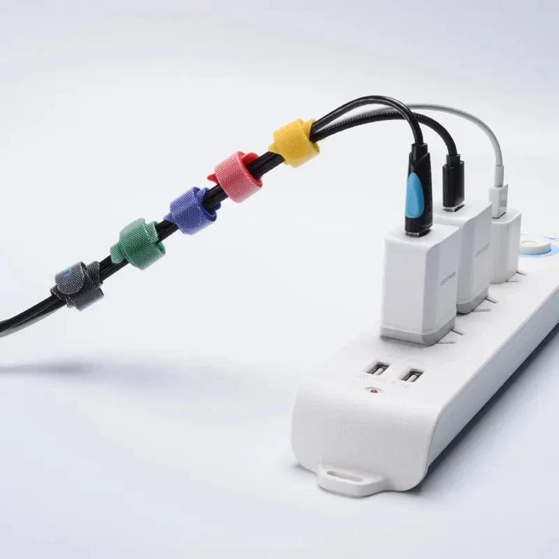 5M/Rolle 10mm Kabel-Organizer Nylon Klettverschluss Klettband Kabeldraht Aufwicklerband Kopfhörer Maus Kabelmanagement Kabelbinder Schutz