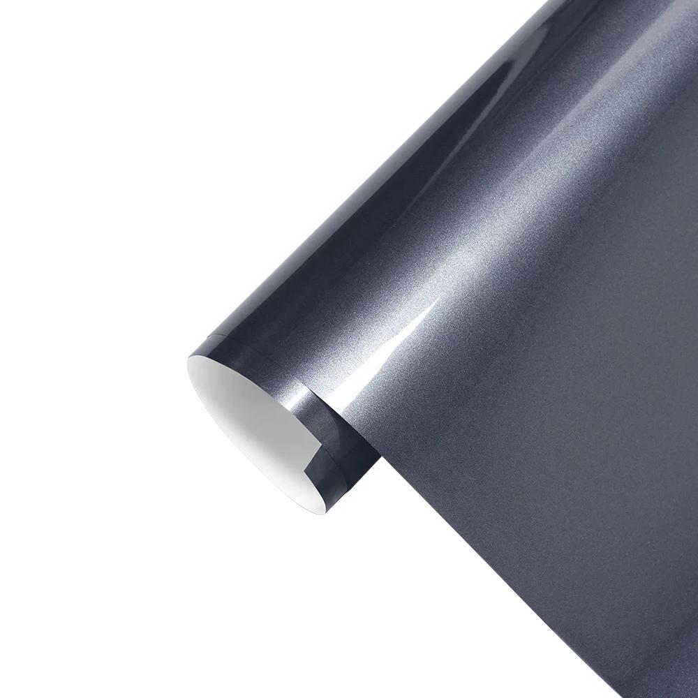 Car Sticker Color Change Vinyl Film Metallic Charcoal Grey PET Bubble Free Wrapping Car Accessories Auto Self Adhesive Decals