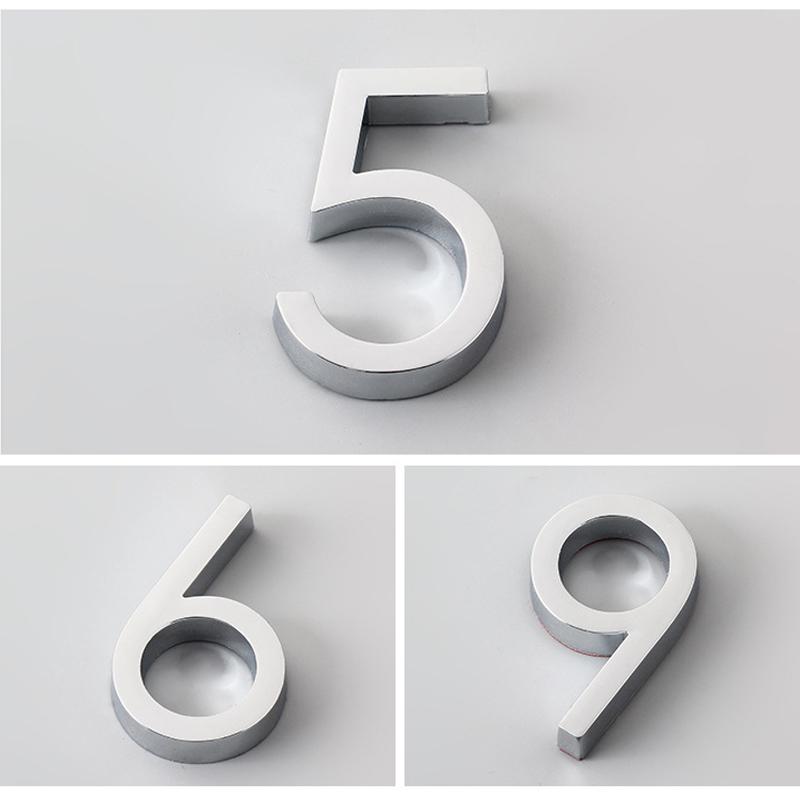 Home House Plastic Self-adhesive Gate Digits Sign 0 to 9 3D Number Tag Door Label Door Plaque Stickers Drawer Plating Hotel Numeral Plate Address