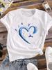(Asian Size) Female Top Fashion Graphic Short Sleeve T-shirts love heart flower Casual T Shirt  Lady Printed Clothing Women Tee