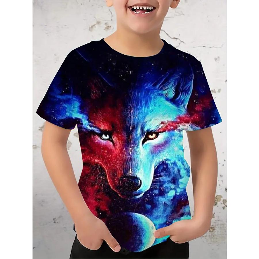 Camiseta para niño con estampado 3D de Tyrannosaurus Rex, de moda, de manga corta y cuello redondo, de secado rápido, para verano