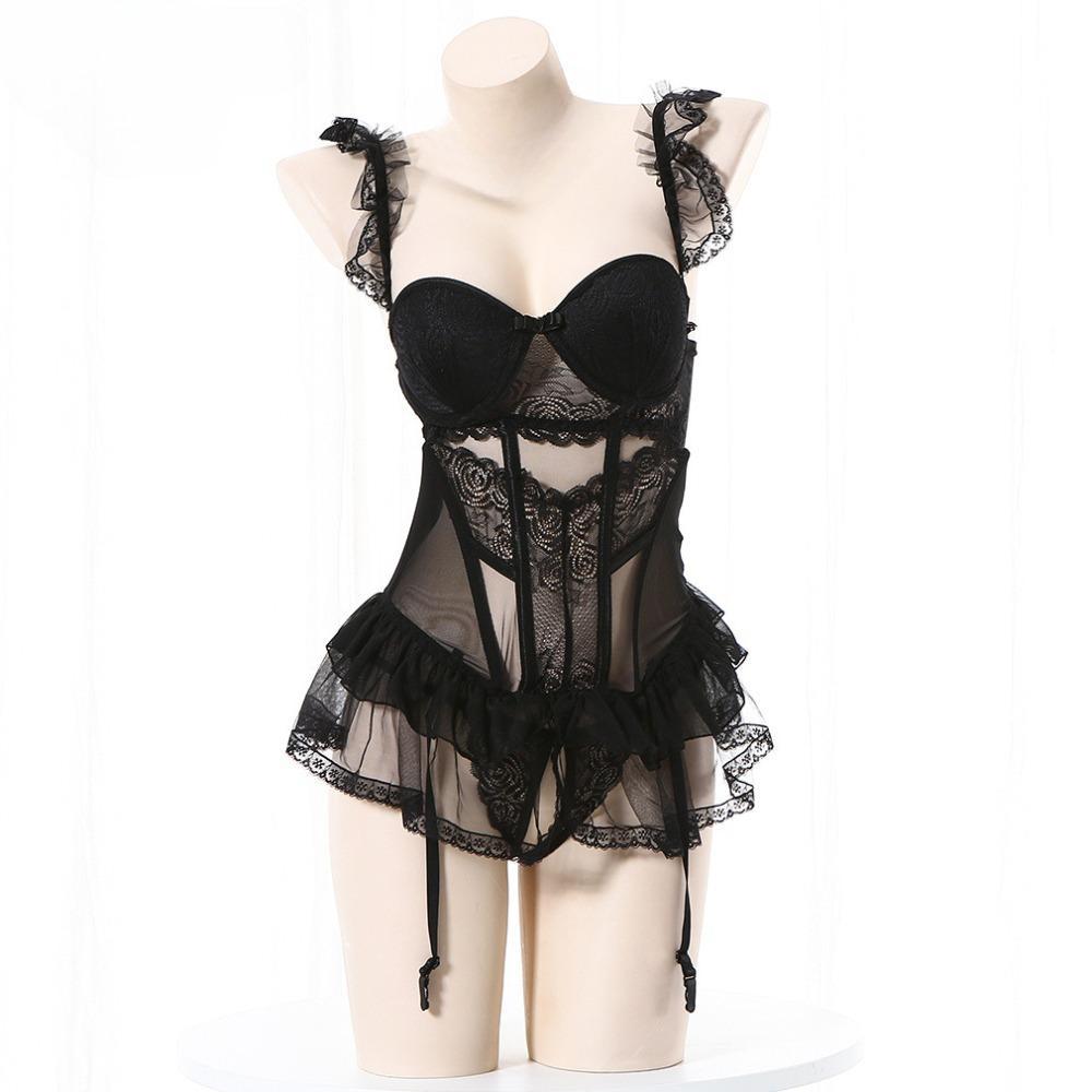 Bandage Bunny Lingerie Women Evening Dress Cosplay Sexy Costumes Hollow Short Skirt Sleeveless Leather Sleepwear Erotic Nightie
