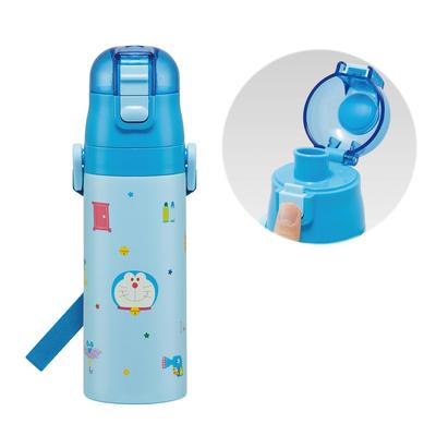 Skater Edelstahl-Trinkflasche für Direktes Leichtgewicht und Kühlendes Wasser Wassersport Wasser Kinder, Trinken, 470ml, Kinderfreundlich, Doraemon, Gingham,