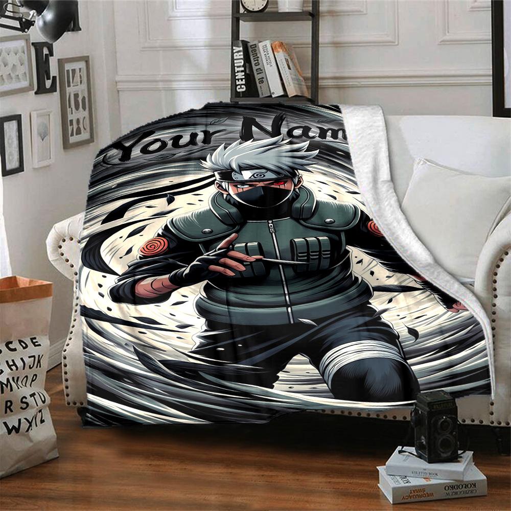 Naruto Charakter Text Personalisierbare Decke Geschenk Personalisierbare Decke Weich Warm Gemütlich Perfekt für Sofa Heimdeko Couch Büro Vier Jahreszeiten Universell