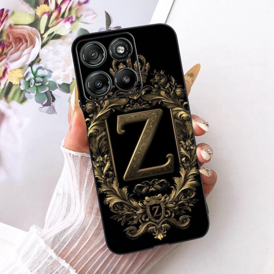 For Motorola Moto G77 G67 2026 Royal Crown Initial Letter Phone Case For Motorola MotoG77 MotoG67 Black Silicon Soft Bumpers