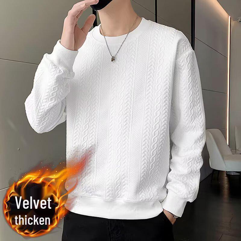 Herren Neuer Lässiger High-End Einfarbiger Rundhals Mit Plus Samt Warmer Hoodie für Herbst und Winter