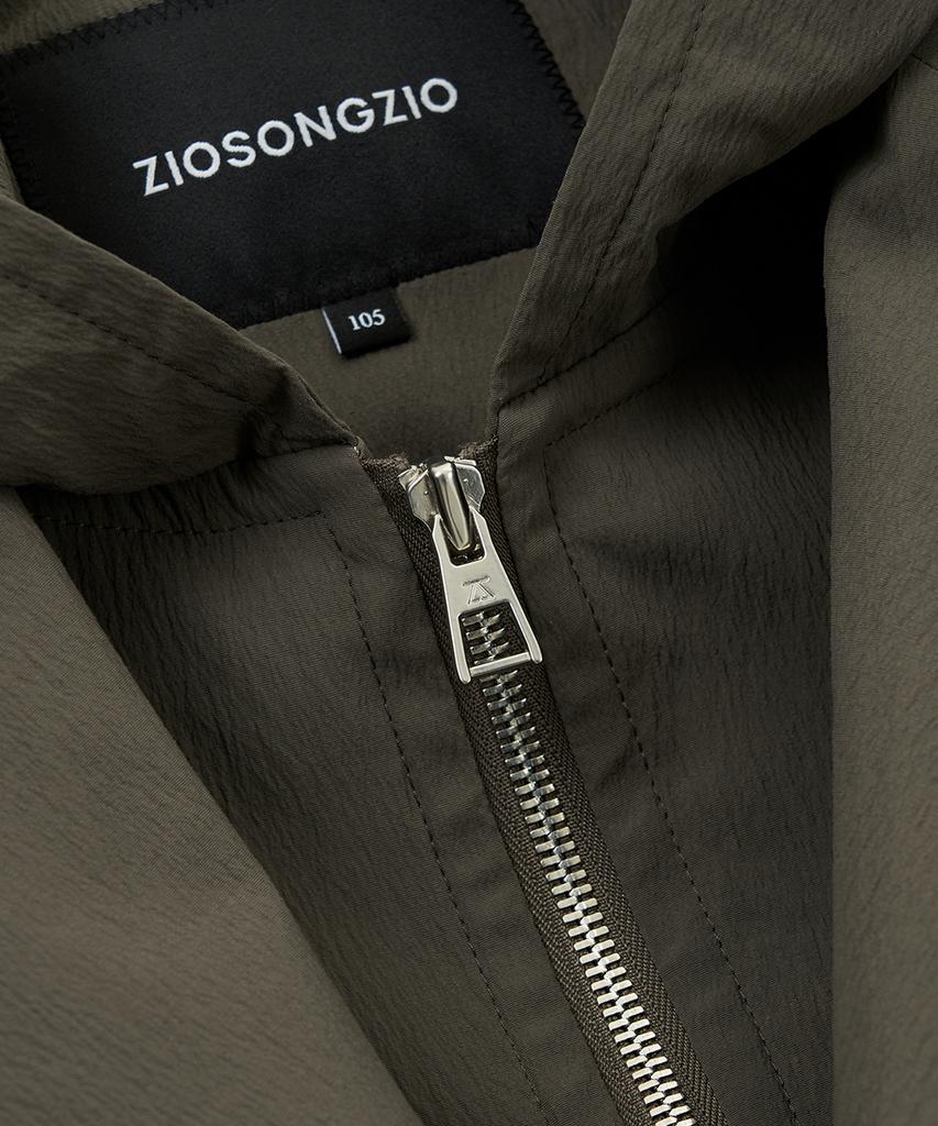 Ziosongzio Hooded Detachable Officer Coat Khaki Zi2Tc204Kk