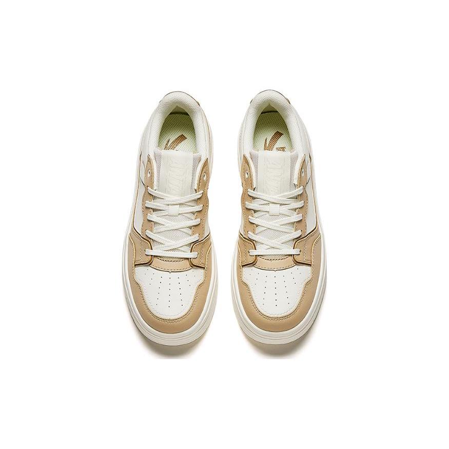 Anta Life Collection Abrasion Resistant Breathable Low Top Skateboard Shoes Women's Beige Brown 122428015-3