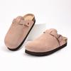 Fashion SmilePoP Genuine Suede Clogs for Women Men Soft Cork Footbed Leather Men Mules Comfort Potato Shoes with Arch Support Slippers