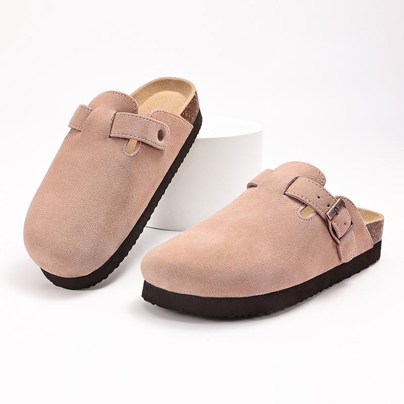 Fashion SmilePoP Genuine Suede Clogs for Women Men Soft Cork Footbed Leather Men Mules Comfort Potato Shoes with Arch Support Slippers