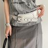 Pu Leather Wide Waist Belt For Women With Irregular Studded Design For Casual Dresses