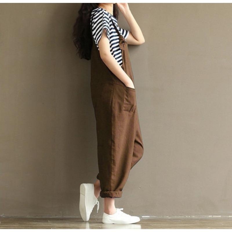 YYFS Damen Mode Lässig Sommer Frühling Einfarbige Druck Ärmellos Träger Lockerer Taillenbund Hose Jumpsuits & Rompers