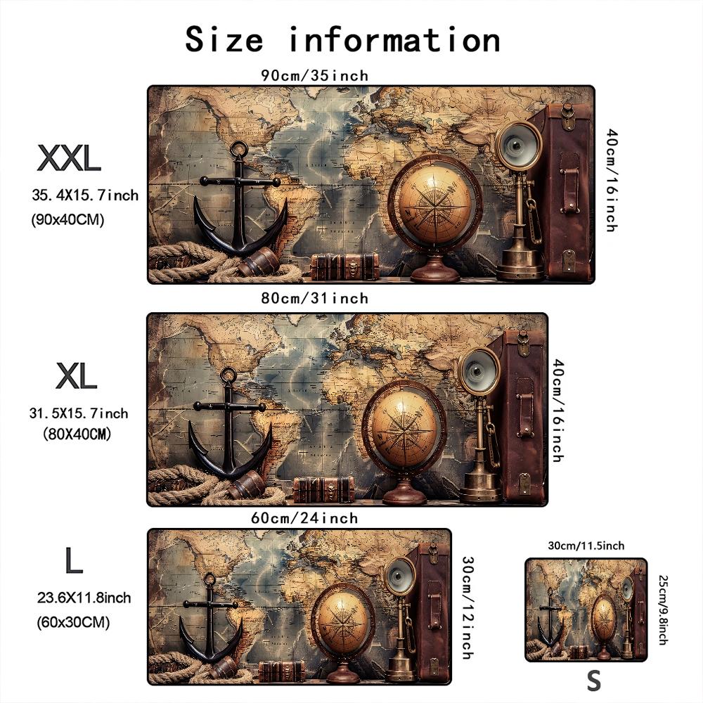 Nautical Compass Mouse Pad Large Computer Office Game Table Mats XXL Rubber Antislip Gaming Keyboard Mousepads Long Desk Pads