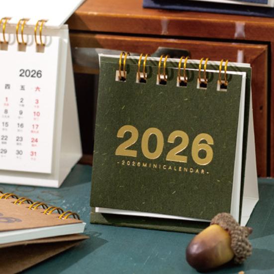 Mini Bureaukalender 2026 Staande Omklap Kleine Desktopkalender Jan.2026 tot Dec 2026 12 Maandelijkse Kalender met Dubbele Draadbinding voor Thuis Kantoor School