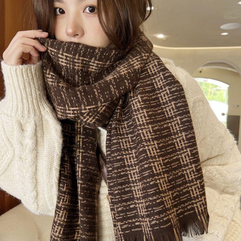 Scarf Korean New Autumn and Winter Thickened Plush Warm Imitation Cashmere Small Fragrance Style Scarf Shawl