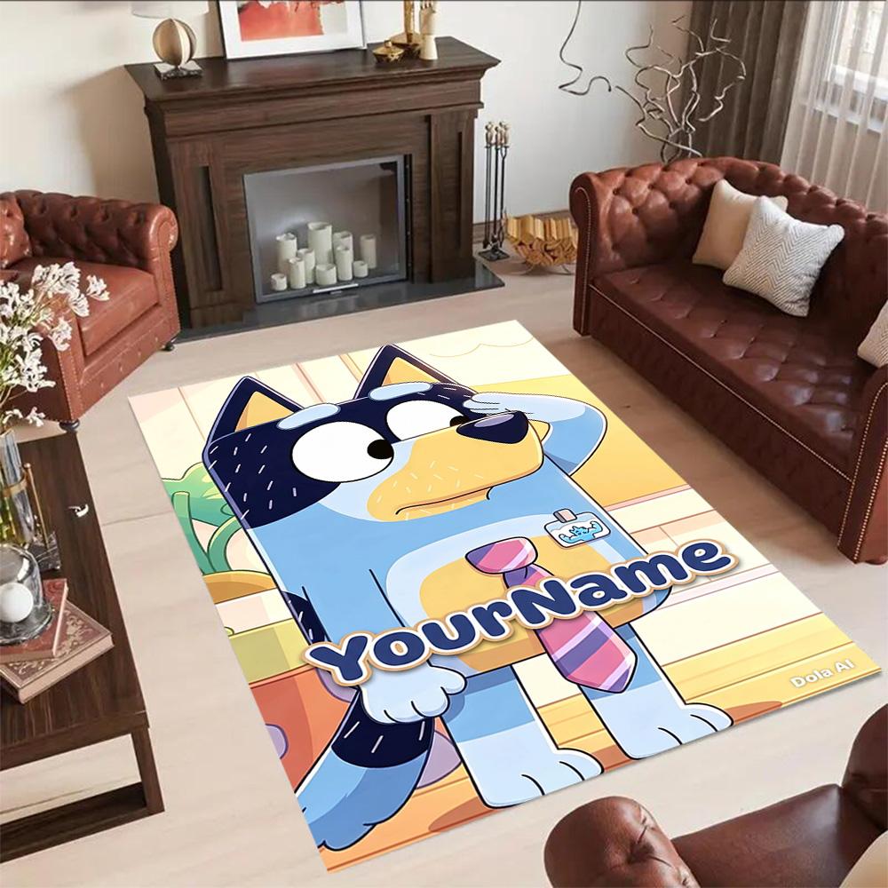 Bluey 18 Personalized Name Floor Rug Office Rug Design for Decorate Room Outdoor Dormitory Dining Room Anti-slip Rug Decorate Offices