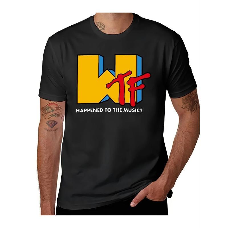 What Is the Current Status of Music-themed T-shirts? Men's Patterned T-shirts,Loose-fit,PLUS SIZE,Vintage Crew Neck, Slight Stretch Fabric,Regular Fit