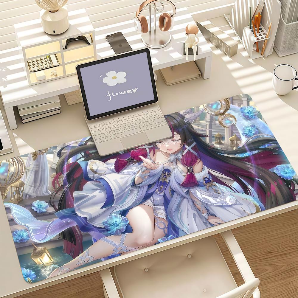 Anime Columbina Mouse Pad Xxl NonSlip Gaming Desk Mat Laptop Keyboard Tray Office Pc Genshin Impact Hd Print Cute Black
