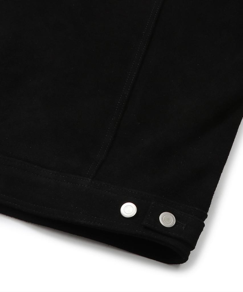 Connect Kinloch [Real Leather] Cow Suede Trucker Jacket (Black)