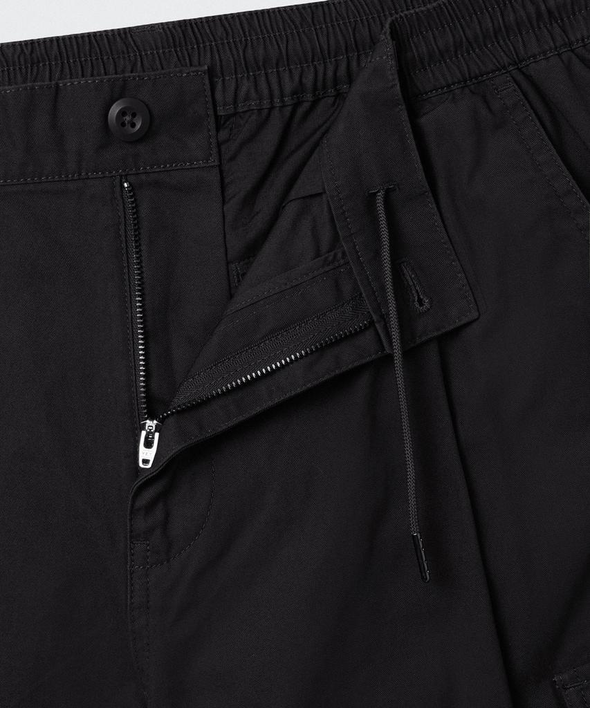 Musinsa Standard Cotton Parachute Elastic Cargo Pants [Black]