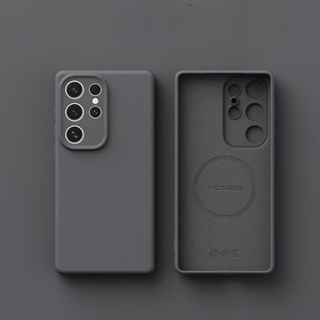 Nova Capa de Silicone Líquido S25ulta da Samsung Adequada para S24 Capa Macia Magnética S23u Totalmente Inclusiva Anti Queda Capa de Celular Simples