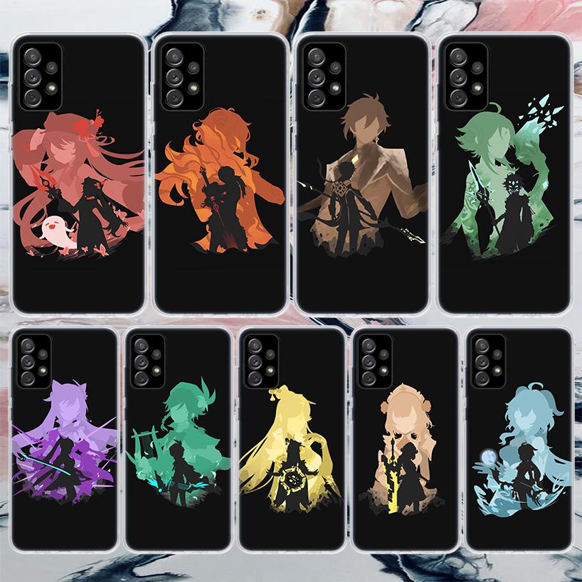 Black Art Genshin Impact puha telefontok Samsung Galaxy A52 A53 A12 A13 A22 A23 A32 A33 A72 A73 5g A02s A03s A50s Pattern Co.