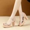 Fashion Women's Shoes 2024 Hot Sale Buckle Strap Women's Sandals Fashion Crystal Party Sandals Women New Solid Peep Toe Heeled Sandals