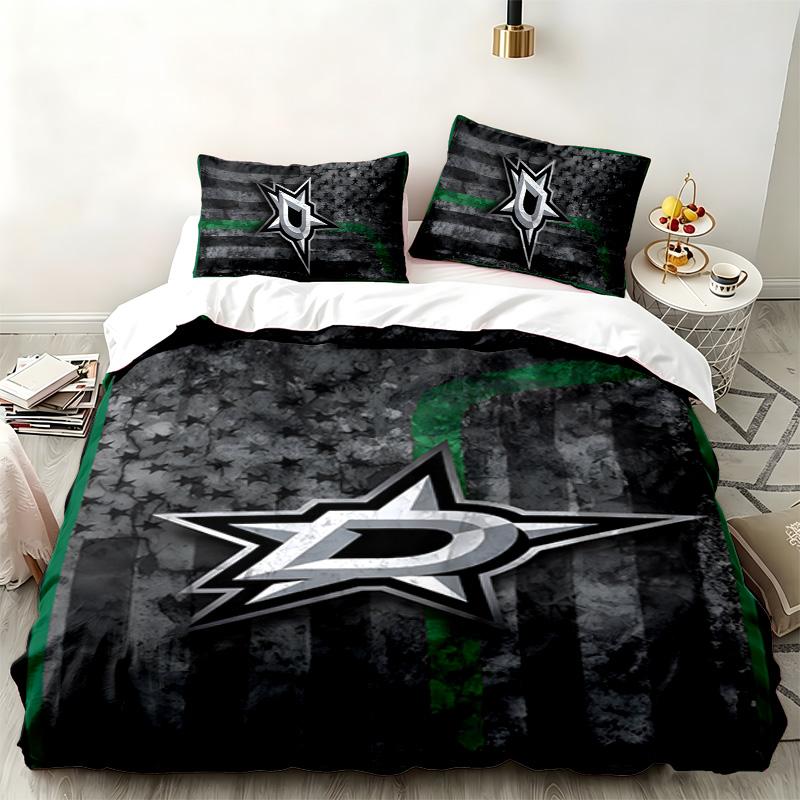 Dallas Stars 3pc Set Perfect for Bedroom Use Comfortable Bedding Set Includes a Duvet Cover and Two Pillowcases Ideal Birthday or Christmas Gift