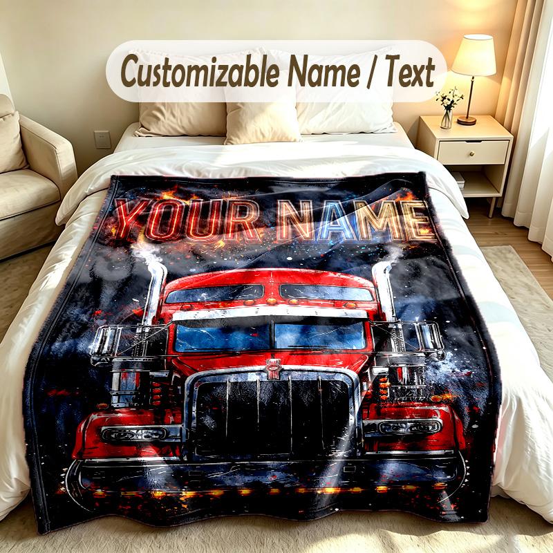 LKW-Thema Individuelle Decke Personalisierter Name & Text Maßgeschneidert Weich Warm Überwurf Heimdekoration