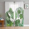 Luxury Tropical Plants Monstera Palm Leaves Curtains Living Room Printed Tulle Window Curtain Home Balcony Decor Drapes With Sheer Polyester Perfect