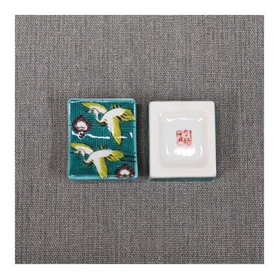 Kutani Ware Chopstick Rests - Elegant Pair Set with Crane Design, Ceramic Cutlery Rest, Made In Japan (Ishikawa Prefecture) - "Iroe Hashioki