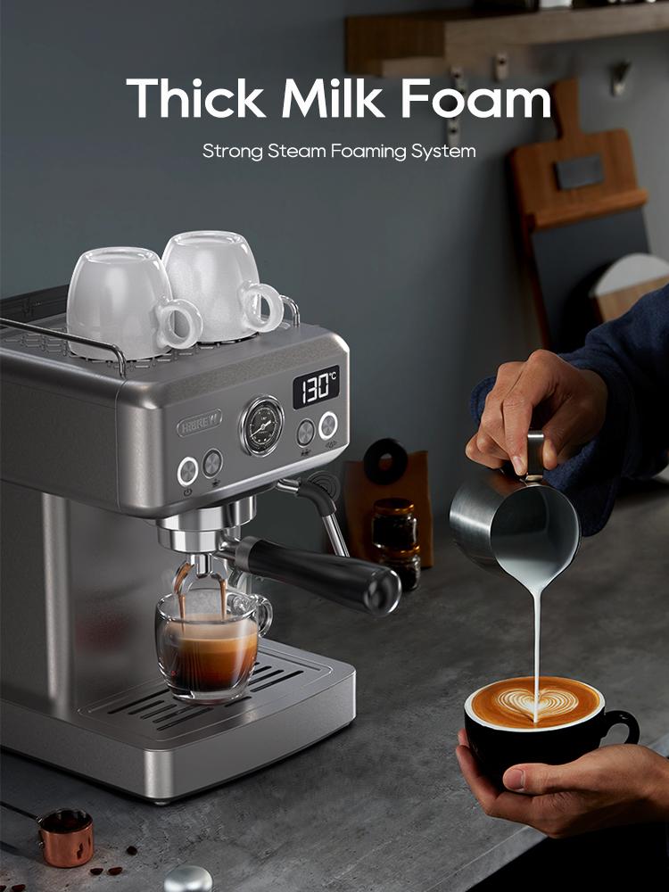 HiBREW H10A Halbautomatische Espressokaffeemaschine, 20 Bar, Kalt-/Heißkaffeemaschine, Temperatur Einstellbar, Milchaufschäumer
