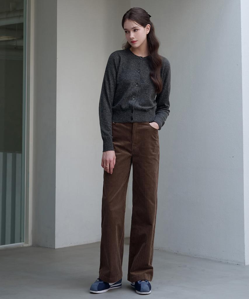 Deuloupisumeon Corduroy Semi-Wide Cotton Pants [Cream]