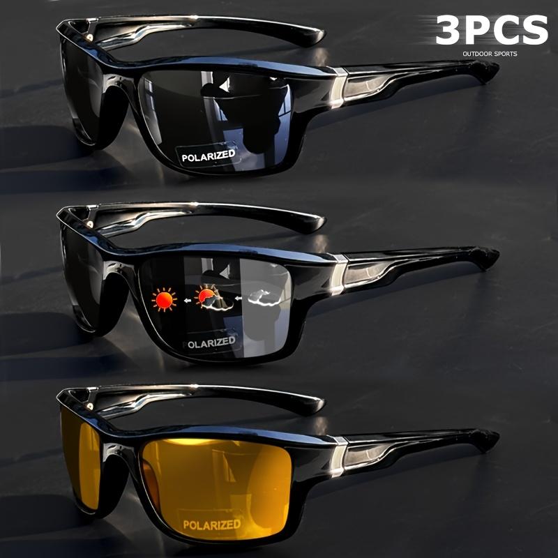 3 STÜCK Retro Herren Polarisierte Sportsonnenbrille Robuster PC-Rahmen TAC-Linse für Wandern Angeln Motorsport