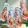 1PC Gingerbread Man Gift Sled Layout 750ml Color Plastic Water Bottle Leakproof Flip Straw Lid For Sports Office Home Use