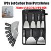 7PCS Carbon Steel Putty Knives 1/1.5/2/2.5/3/4/5 INCH Flex Drywall Knife Paint Scraper Kit 7 Sizes with Canvas Storage Bag