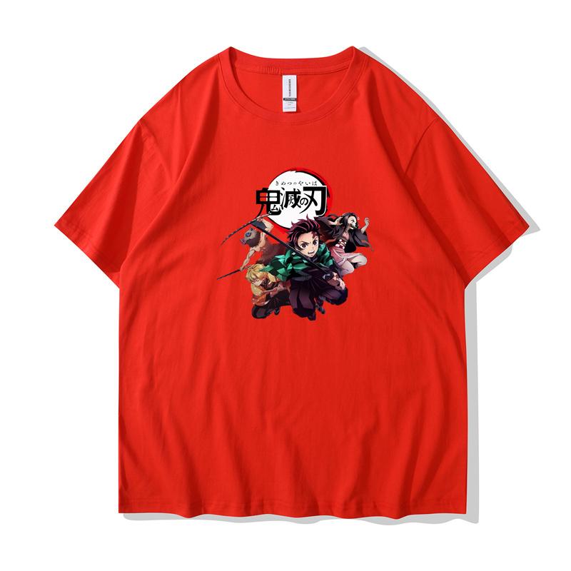 Demon Slayer Kimetsu No Yaiba Round Neck Short Sleeved T-shirt Slim Fit, Loose Fit, Minimalist Short Sleeved Men's F171
