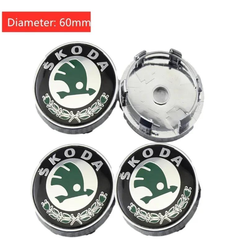 56/60/65mm Car Wheel Center Cover Caps Badge for Skoda Logo Superb Kamiq Octavia A7 Tour Yeti Fabia Rapid Kodiaq RS Karoq Metal Hkdn85
