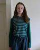 Nokeontencheu 157. Striped Raglan Tee _ Green