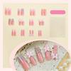 24Pieces Elegant Pink French 3D Bows Rhinestones Charm Press On Nail Long Square Stick On Artificial Faux Nail for Women