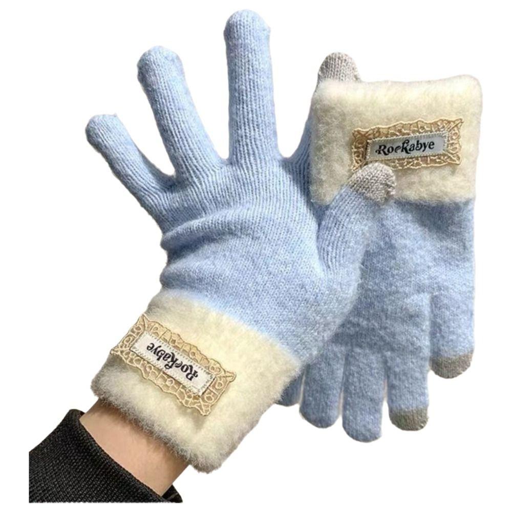 Cold-proof Warm Knitted Gloves Korean Style Riding Protective Mittens Girls Winter Gloves  Cycling