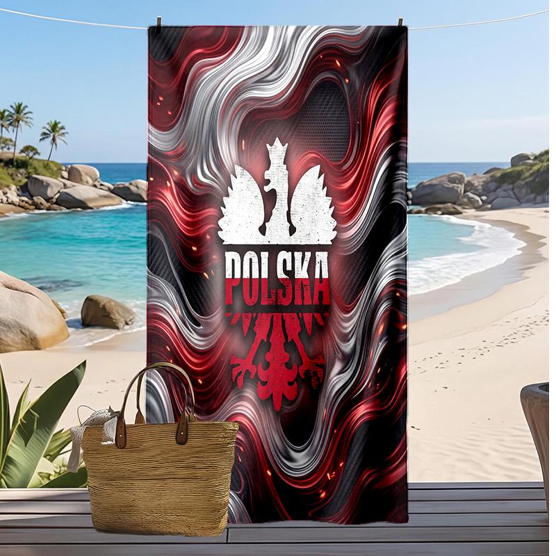Poland Football Print Beach Towel Quick Dry Super Absorbent Soft Bath Towel for Swimming Beach Travel Fan Souvenir Gift