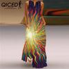 Summer Women's Sleeveless Long V-Neck Printed Jade Flower Dresses