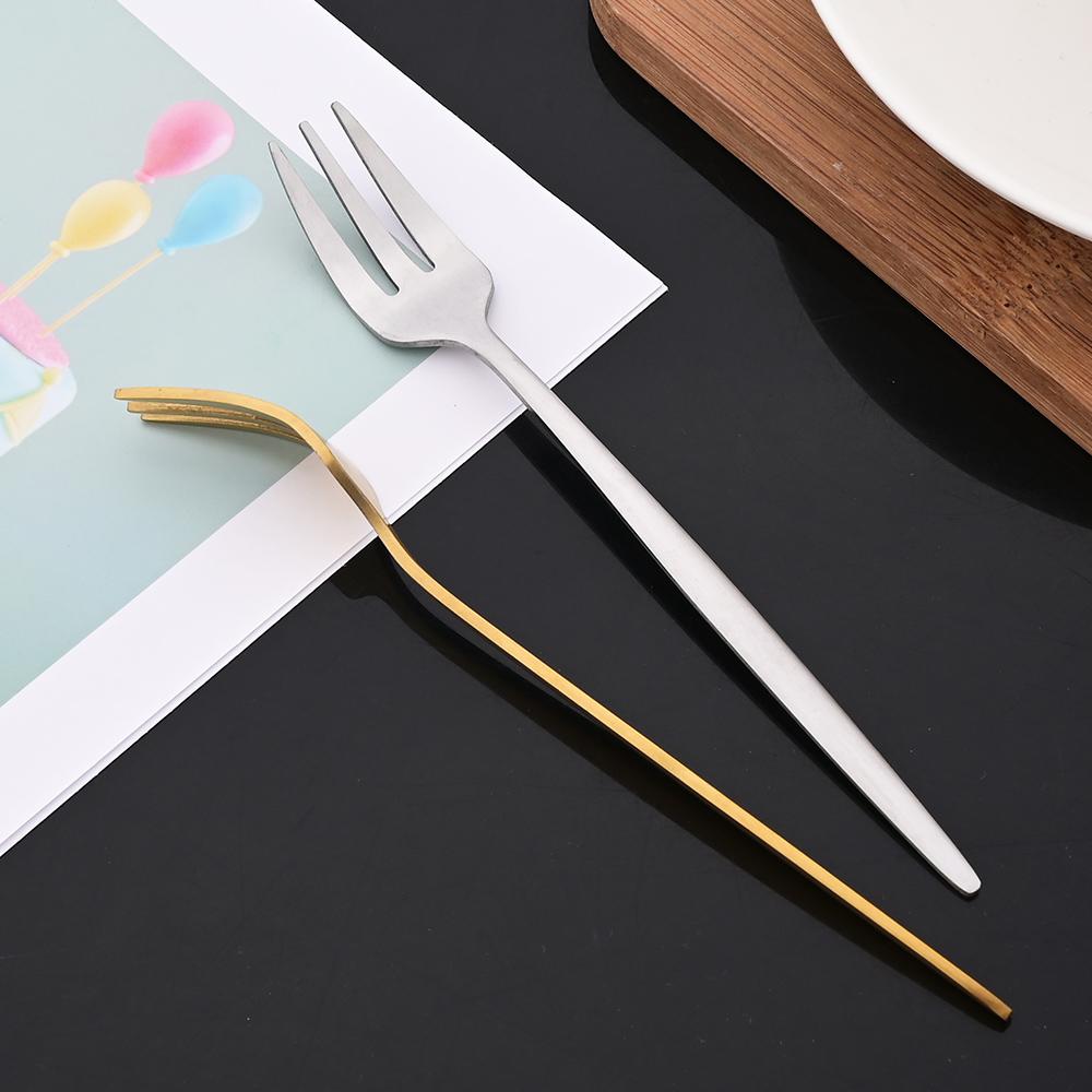 6 Stück/Set Gold Gabel Set Teekuchen Snack Gabel Tafelgeschirr Besteck Matt Edelstahl Tischgeschirr Dessert Obst Gabel Besteckset